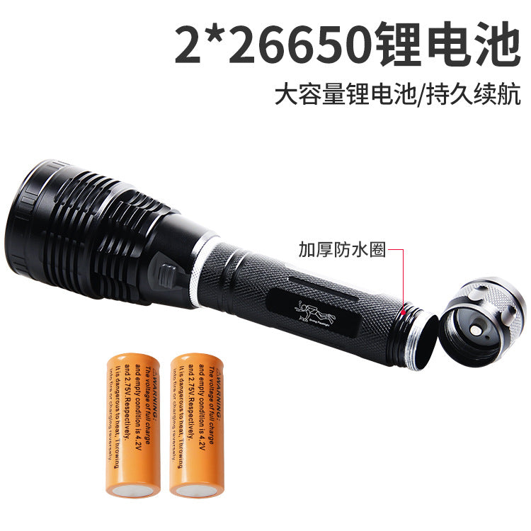 Cross-border diving flashlight XHP-70 strong light flashlight, aluminum alloy LED flashlight high-power professional flashlight