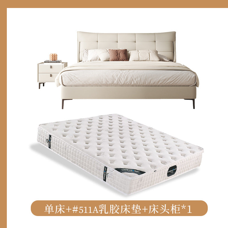 Light french cream style bed small apartment casualaccessible luxury foshan furniture master bedroom double 1.8m genuine leather bed