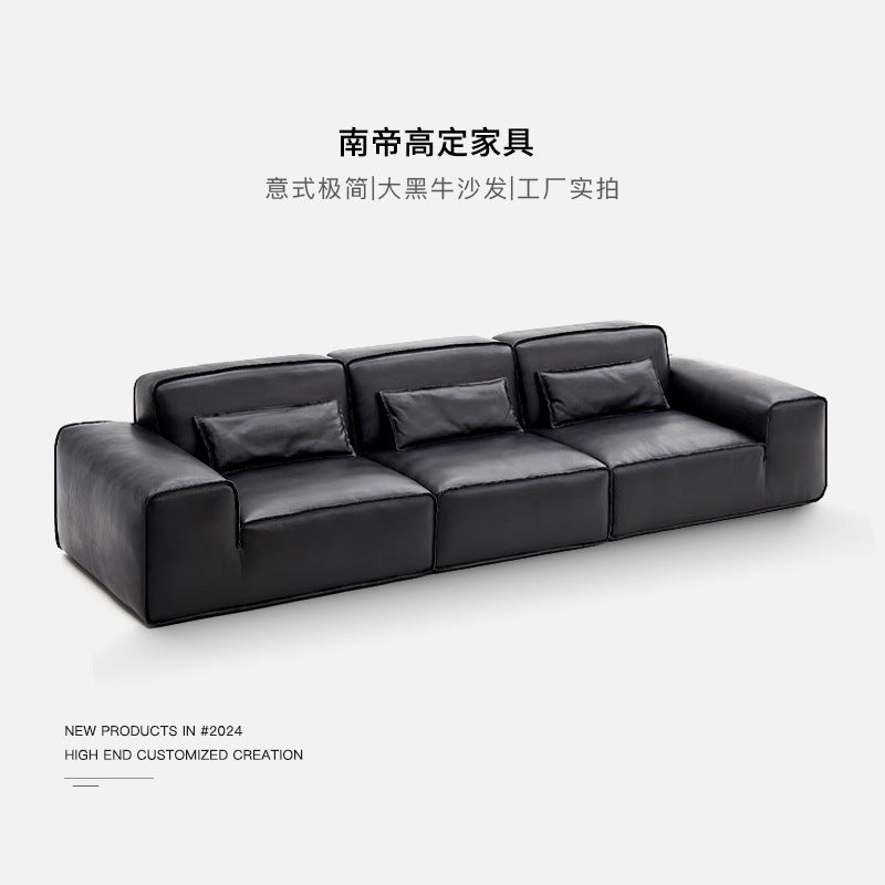 Yadao heritage big black cow sofa xiatu full genuine leather shi zeng feitian big brand house classy living room leather sofa