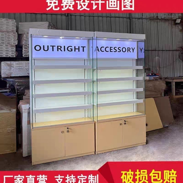 New mobile phone accessories cabinet Apple display cabinet pat strictly selected glass counter against the wall digital shelf high cabinet