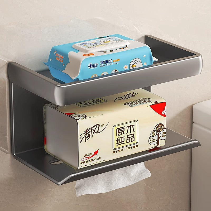 Bathroom tissue box roll paper wall-mounted toilet paper dispenser bathroom punch-free toilet paper holder washroom storage rack