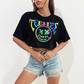 Pre-sale 53127#  cross-border women's fashion european and american ins fashion round neck printed short-sleeved t-shirt