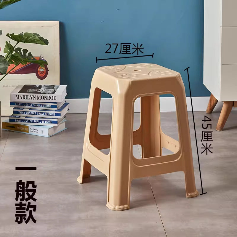 Extra thick matte plastic stool for home use, adult thickened dining table stool, large seat, bbq stall high stool for commercial use
