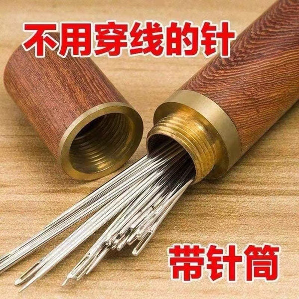 The elderly do not need threading needles, free threading needles, free blind needles, household sewing needles, wooden tube, hand sewing needle set