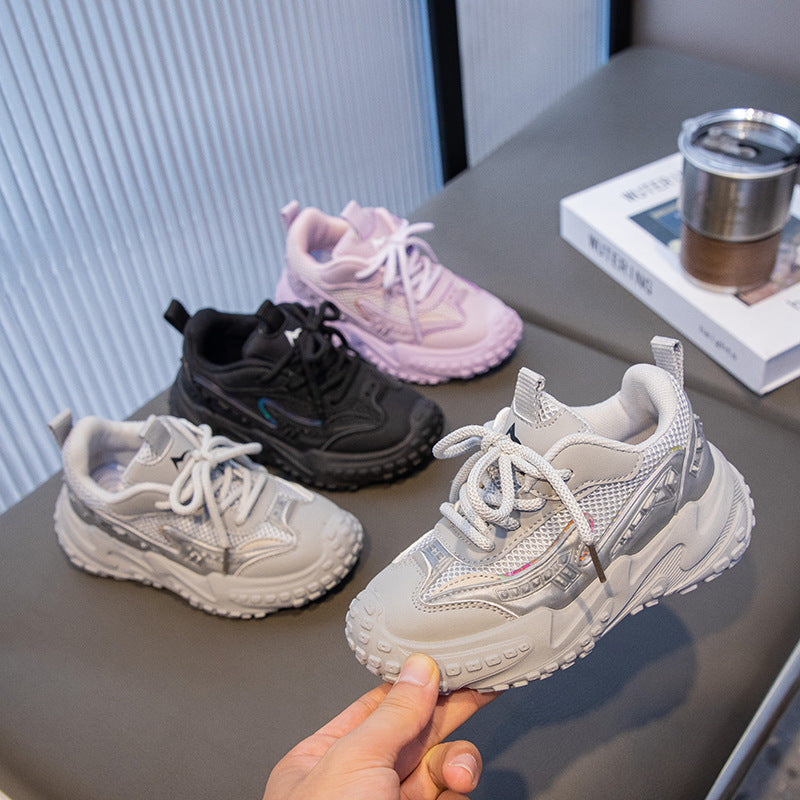 Children's sports shoes 2025 new autumn mesh versatile girls' shoes spring and autumn middle-aged and older children's dad shoes trend