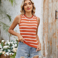 European and american cross-border e-commerce summer new arrivals:   retro striped hot girl slim-fit tank top knitwear for women