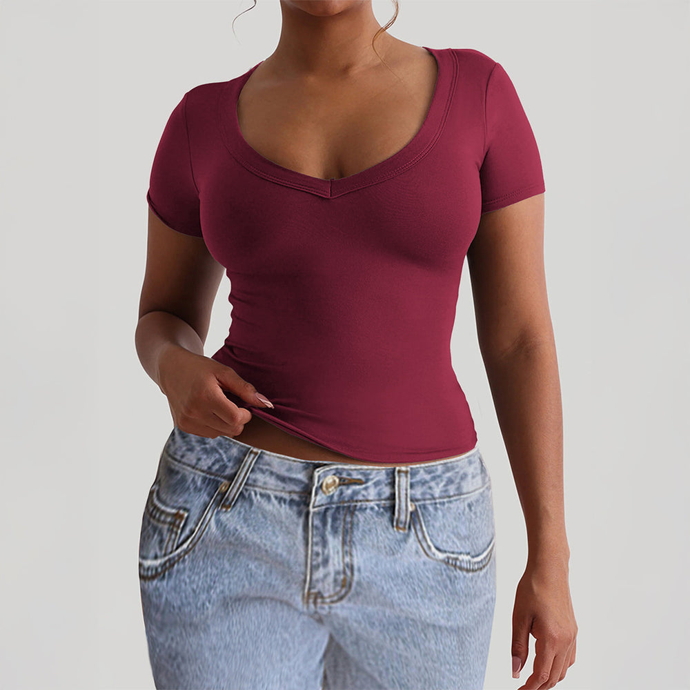 European and american style versatile round neck short sleeve tank top t-shirt women's clothing 2025 autumn/winter amazon independent website