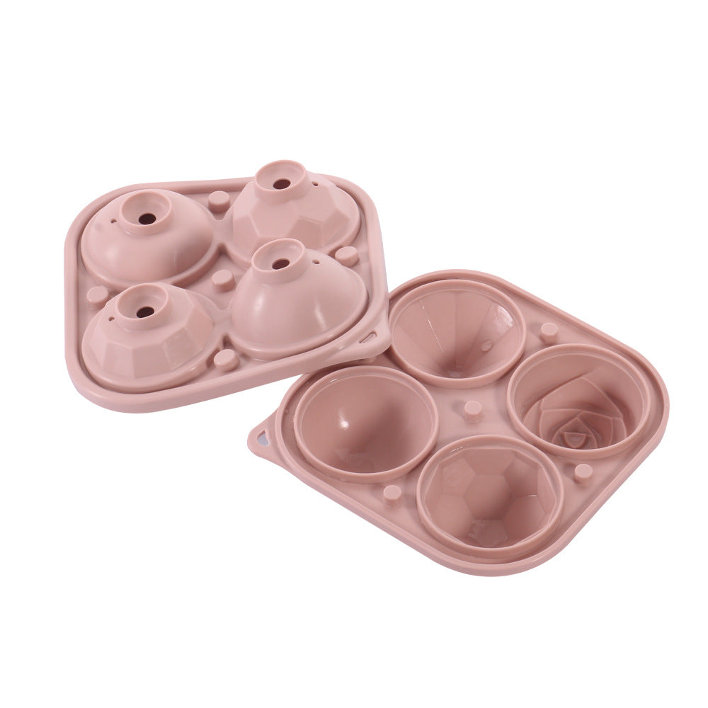 Creative rose silicone ice box multi-shape 4 grid with cover round 5CM easy demoulding silicone ice cube mold