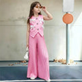 new european and american style girls' suit vest top + wide-leg pants - european and american cross-border children's outfit set