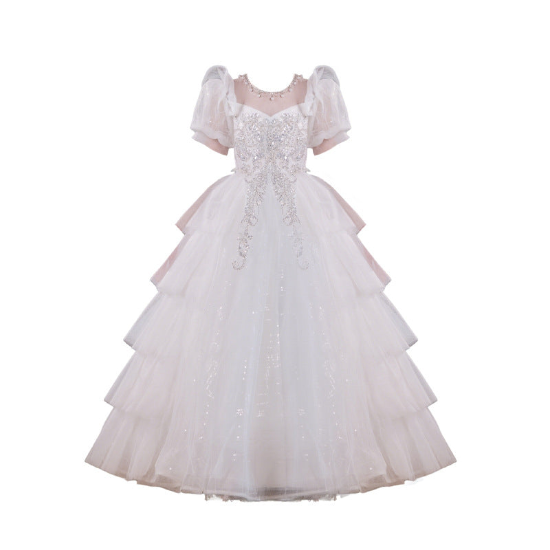 Girls' runway dress  new elegant cake skirt princess dress little girl piano performance outfit