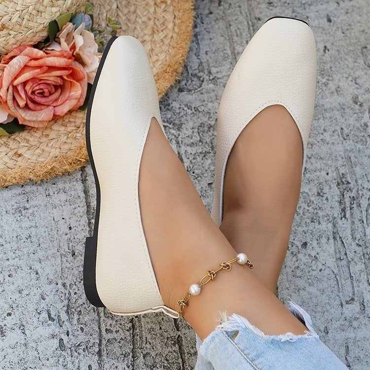 plus sizeflats women's casualretro style spring summer new arrivalpure colorplus sizedoudou small leather shoes wholesale