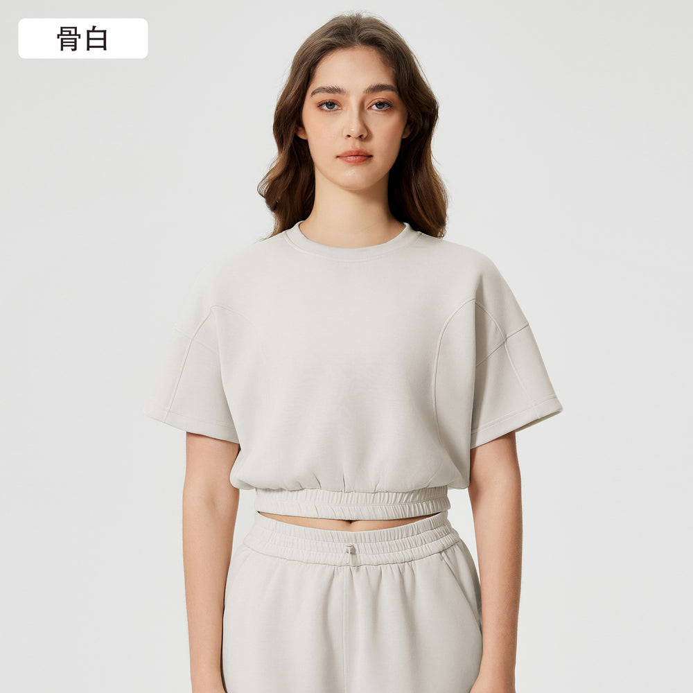 Summer air layer yoga top - women's cropped short sleeve - trendy & versatile fitness activewear tee - d25025