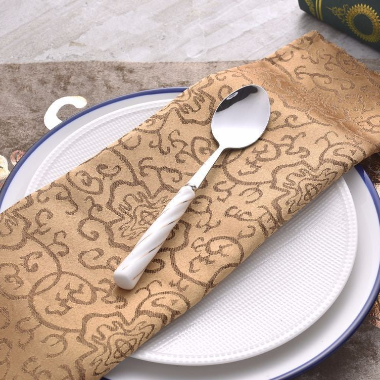 western stainless steel tableware knife, fork and spoon gift box stainless steel spoon threaded ceramic gift tableware wholesale