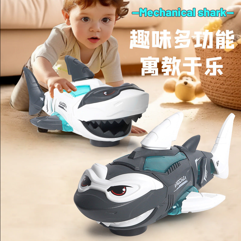 new arrival electric universal mechanical shark crawling kids sound and light artificial fish animal model boy toy