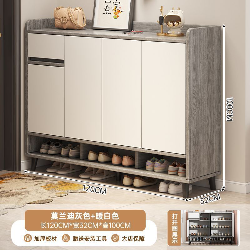 Solid wood shoe cabinet, indoor corridor at the entrance of the home, large-capacity new entry entrance cabinet, light luxury shoe rack