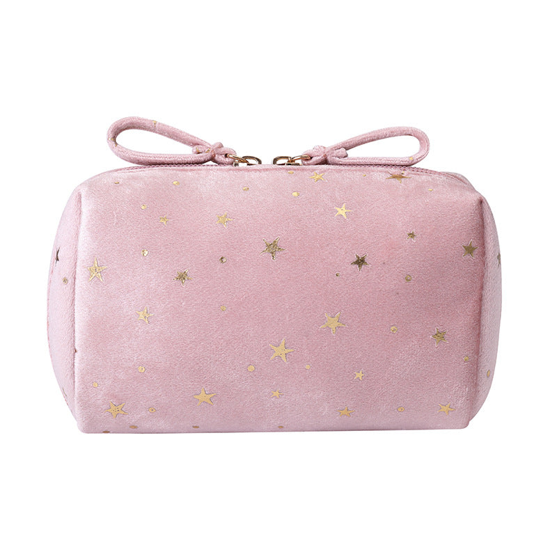 Flannel star hand-held cosmetic bag simple portable storage bag beautiful girl trend red envelope mobile phone storage bag
