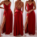 new european and american style women's sexy slimming backless  camisole waist-cinching evening dress maxi dress