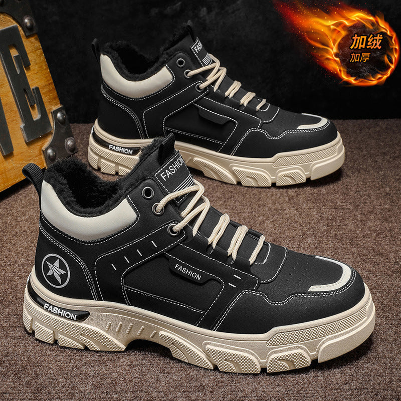Boots men's 2025new arrivalwinterworkwear shoes men's shoes fleece-linedthickened cotton boots snow boots men's cotton shoes