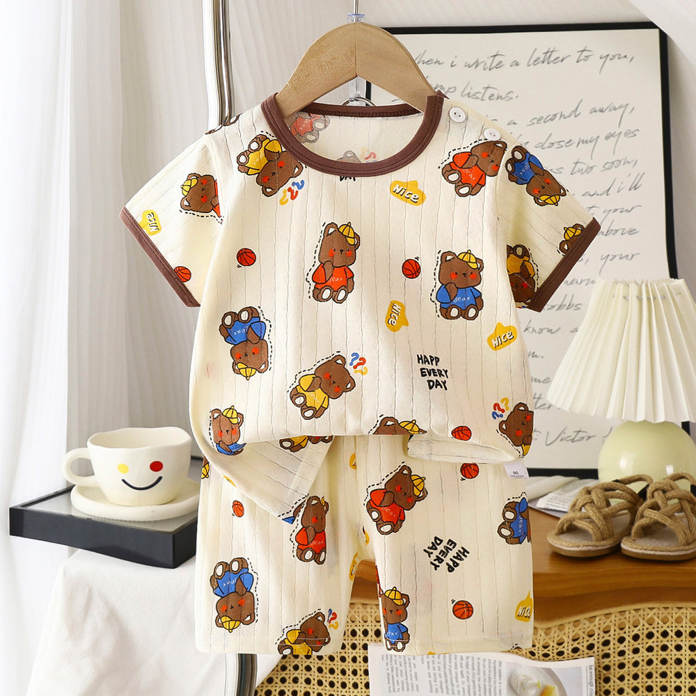 summer new arrivals: kids' short-sleeve and shorts sets - baby boys' and girls' t-shirt and shorts outfits, all-cotton wholesale