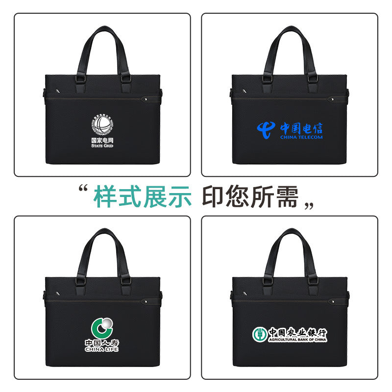 Business briefcase, handbag, document bag, large capacity laptop bag, shoulder bag, crossbody bag, conference bag - customizable with printing