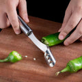 Stainless steel chili pepper corer - home & commercial use - green pepper seed remover - bitter melon hollowing tool - chili pepper de-seeder
