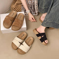 Thick sole birkenstock slippers women's summer casual lazy cross suede beach vacation style easiest for match beach flip flops