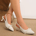 plus size pearl accessories toe high-heeled sandals for women 2026 summer new arrival thin-heeled pointed-toe sandals for women