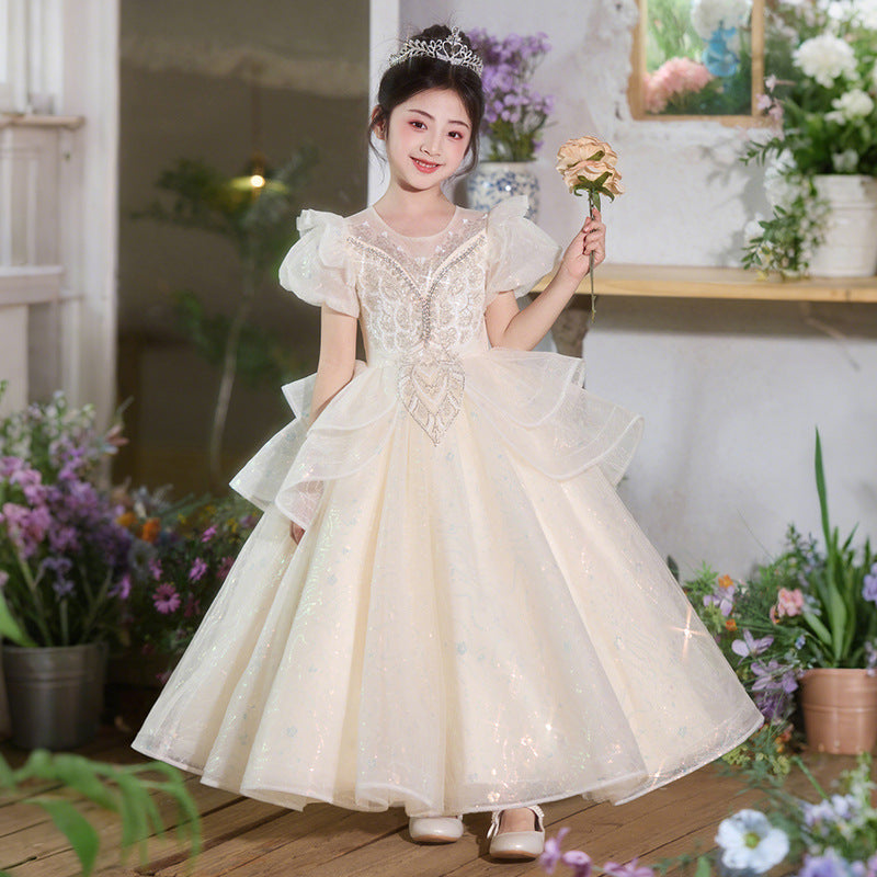 Girls' formal dress - stunning princess gown - high-end little girl's hostess/piano performance dress - princess style sequin dress