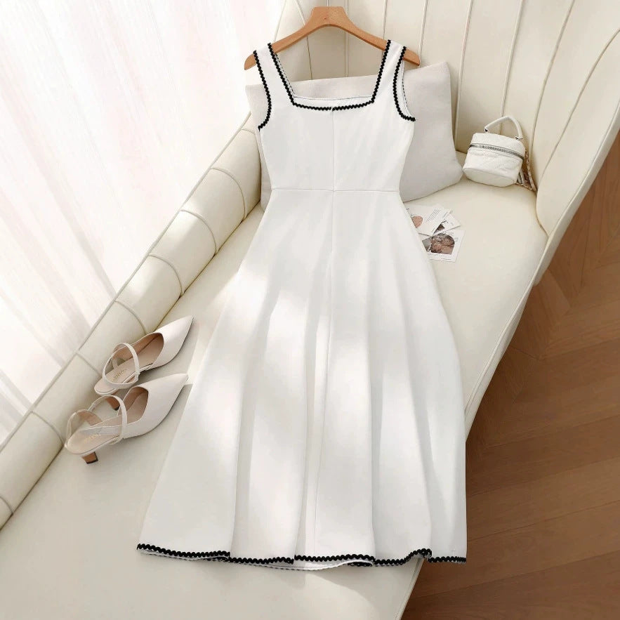 new european and american style elegant french cinched waist sleeveless dress
