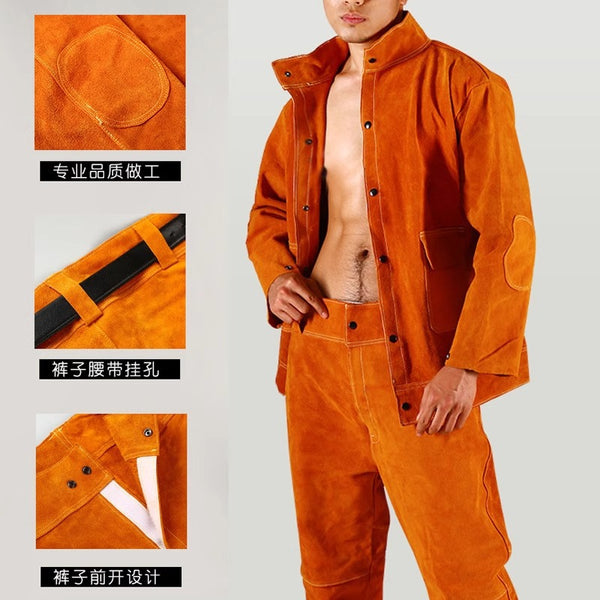 Protective clothing Flame retardant heat insulation anti-scalding and high temperature resistant electric welding apron Welder protective equipment Cowhide electric welding overalls