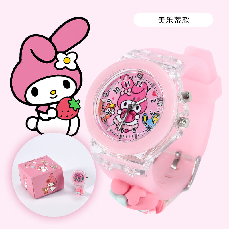 Kids' watch for girls - time-only, waterproof, drop-resistant, cute cartoon design, luminous, elementary school girl's analog-digital watch