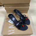 Za2024 summer new fashion high heel women's shoes beaded cherry pendant black stiletto open toe slingback pumps