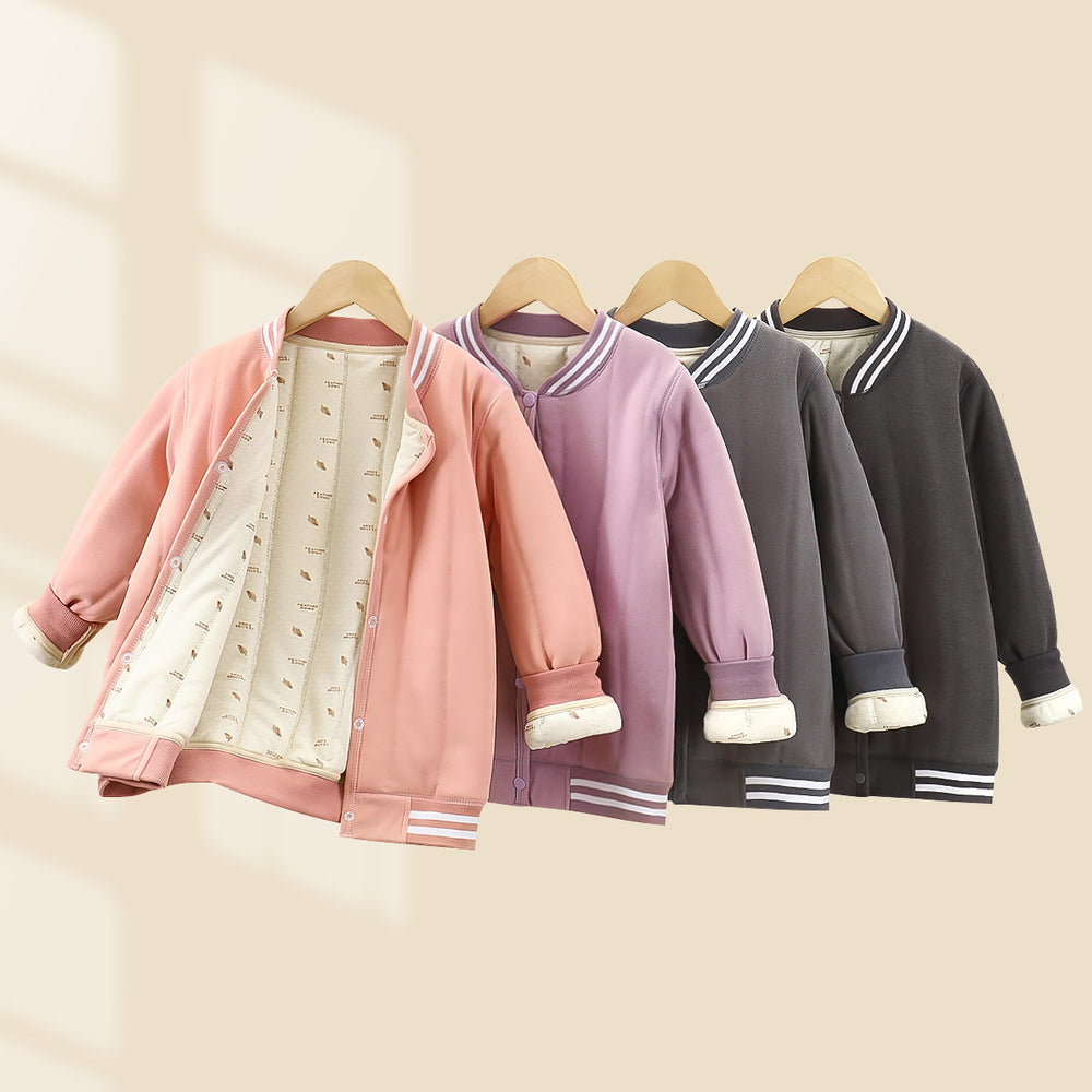 New winter quilted silk-padded baseball jacket: thickened, wearable as outerwear or inner layer, perfect for school uniforms, warm and cozy for boys and girls