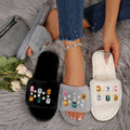 Exportplus size fur slippers 25 years european and american rhinestone women's slippers independent station fur slippers spot wholesale women
