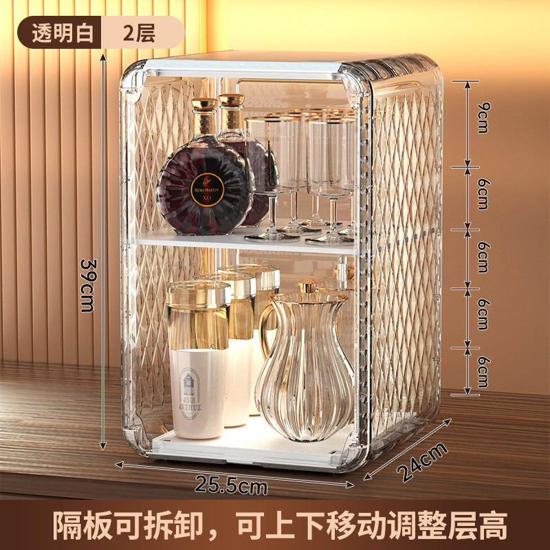 Water cup storage cabinet dust cup holder tea set tea cup holder mug desktop storage rack large capacity coffee cup storage