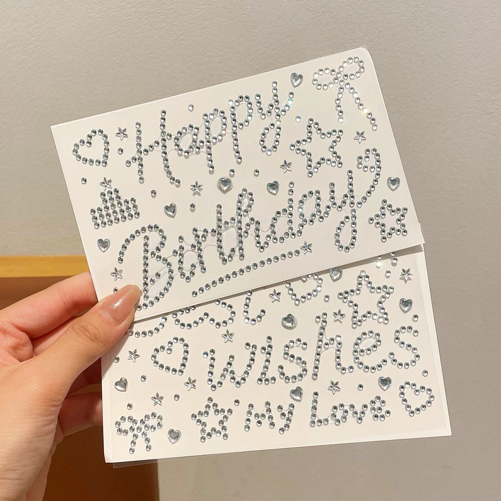 Happy birthday rhinestone letter stickers - high-value gift wrapping decoration for girls, thoughtful diy sparkling diamond stickers