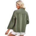 spring european and american cross-border women's fashion  new arrival washed loose fit three-quarter sleeve military green denim jacket top