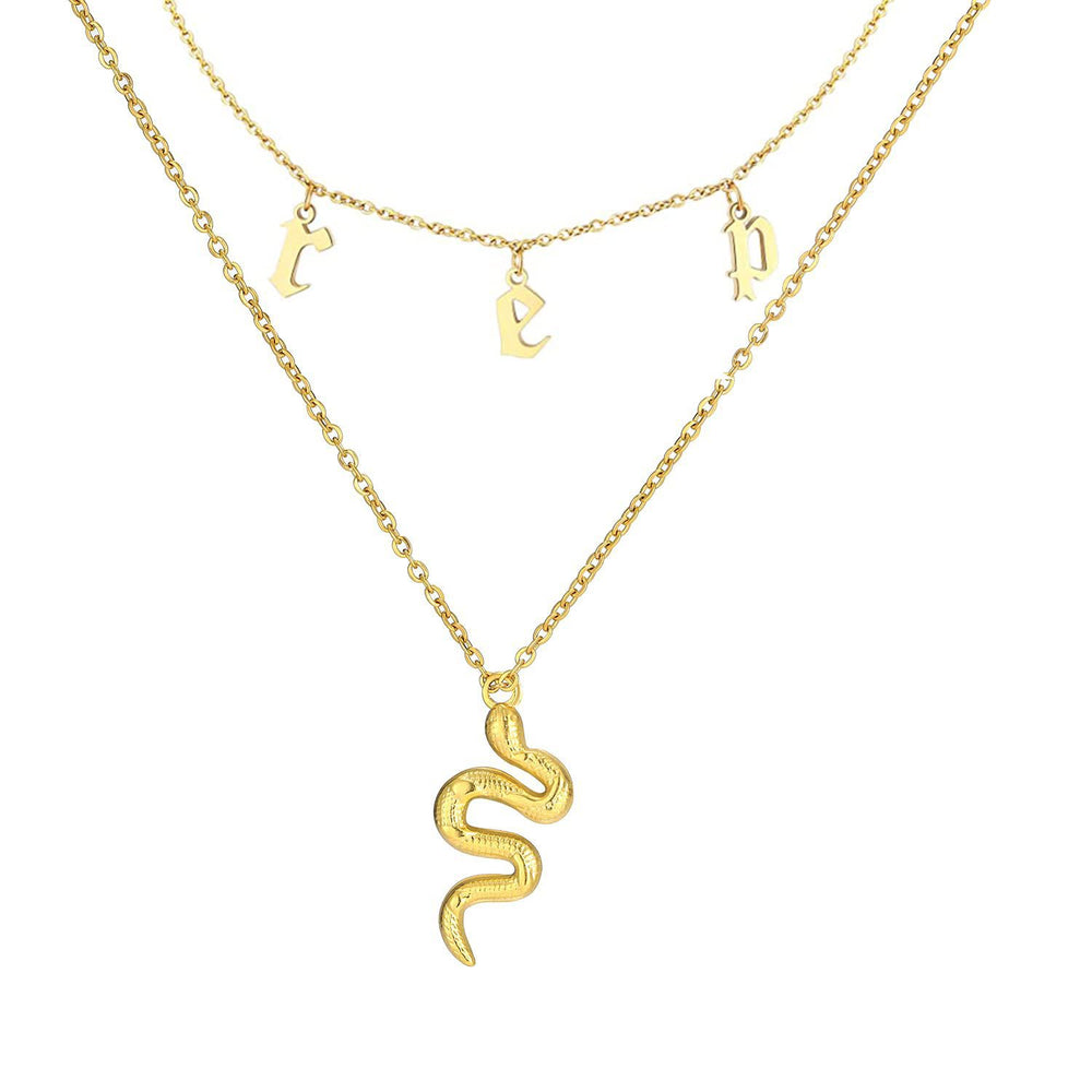 minimalist chic stainless steel double-layer snake necklace - cool, understated luxury