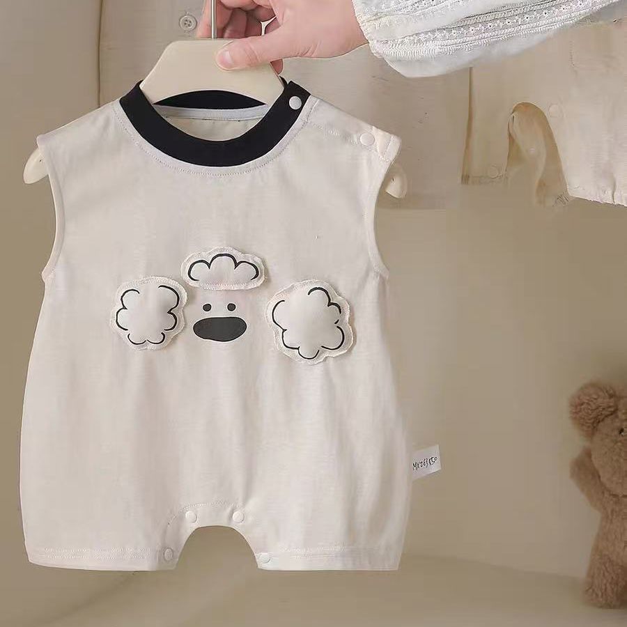 Summer lightweight newborn baby clothes sleeveless tank top romper cartoon crawling suit outerwear super cute puppy romper summer