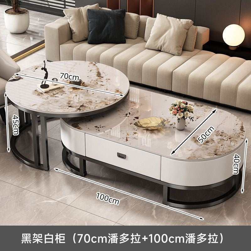 Accessible luxury oval glass coffee table living room for home tea table popular classy marble coffee table tea table adult