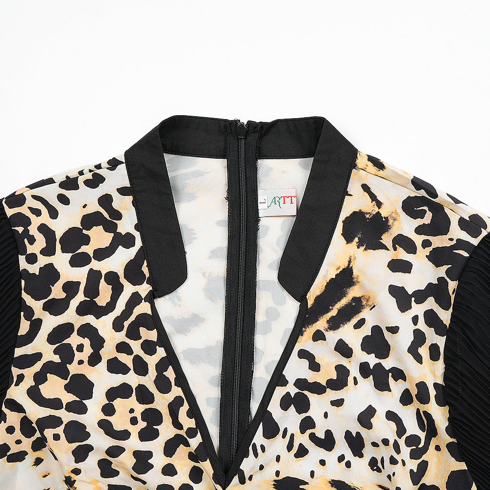 African clothing plus size women's fashion european and american cross-border trade new leopard print dress   printed dress