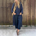 2025 amazon independent station fashionbest selling women's summerflap pocket pantsv neck 2-piece setpure colorloose cross-border women's clothing