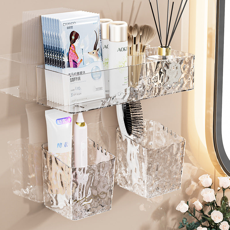 Bathroom storage rack - no drilling required, wall-mounted organizer for toilet, sink, and vanity - cosmetics and wall-mounted storage