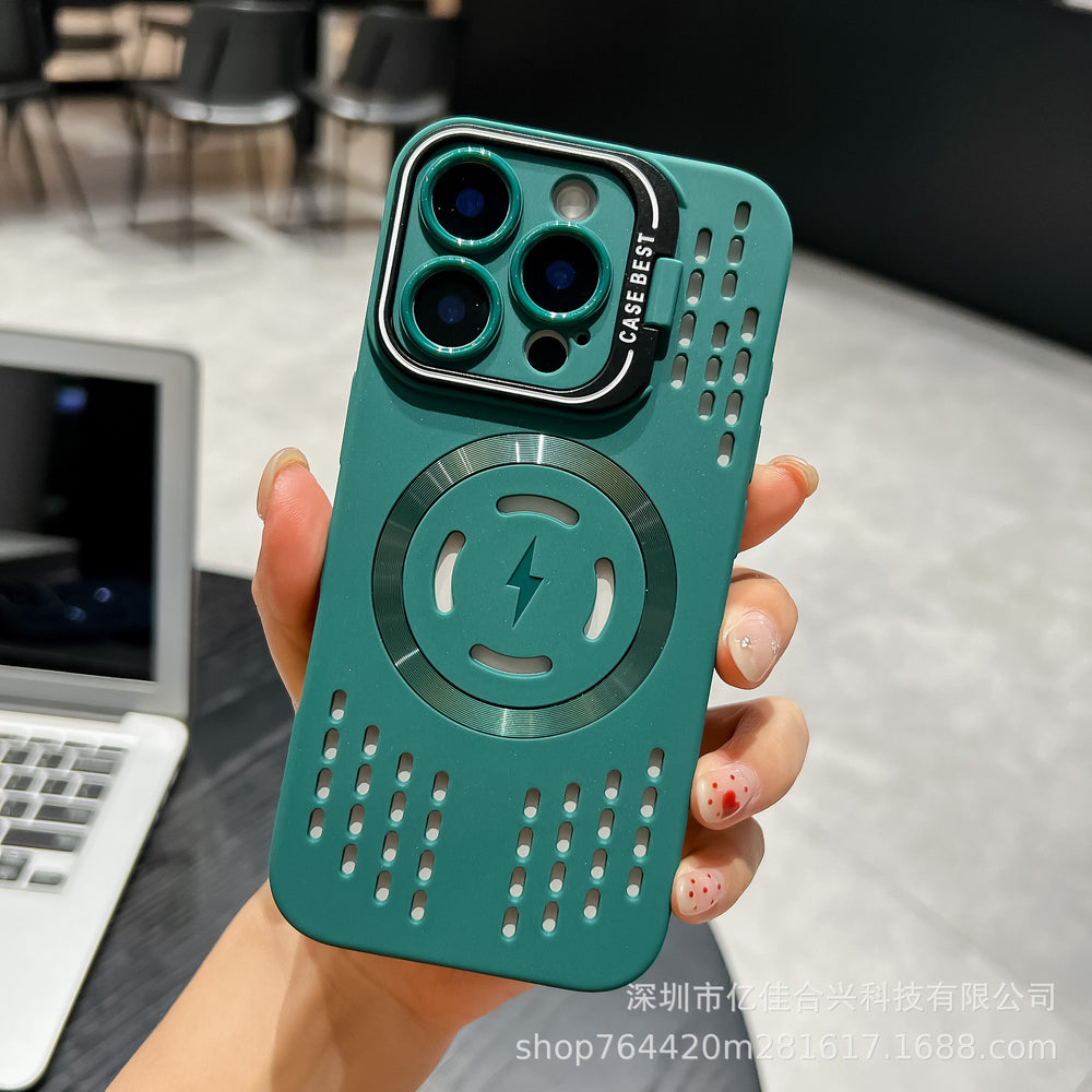 Summer ice-cooling magnetic case for apple iphone 17, compatible with iphone 16 pro, iphone 11, european and american style, with lens protection stand