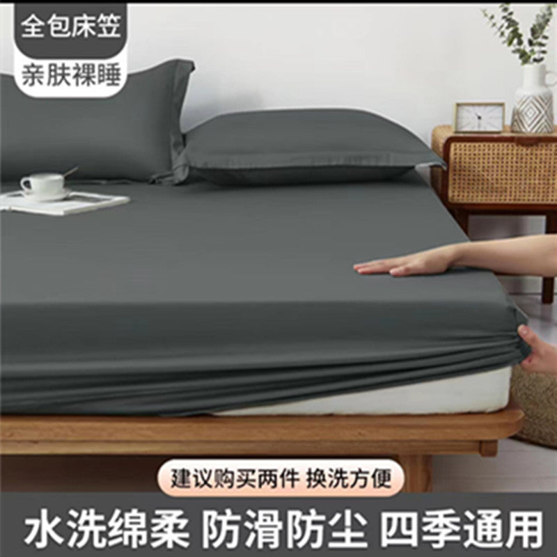 Bed sheets single piece fitted sheet all-inclusive bed cover mattress protector washed cotton summer maternal and infant washed cotton fitted sheet three-piece set