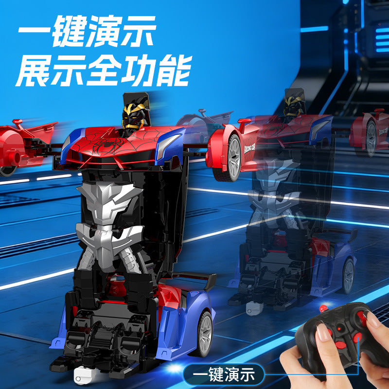 one-click transformation remote control car kids rechargeable electric racing car model boy police car toy car robot