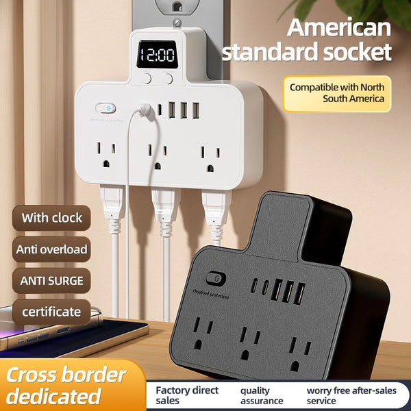 US standard converter portable one to 6 hole smart usb expansion socket suitable for the United States, Mexico and Canada
