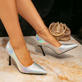 2025 summer new pointed-toe french stiletto heel women's shoes - silver professional pumps, sexy and elegant, export quality