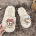 2025 trendy cute shirley mei fuzzy cotton slippers - women's winter outdoor wear, warm thick sole, indoor home slides