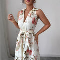 Amazon independent station export long skirt  summer new european and american cross-border women's printed sleeveless dress